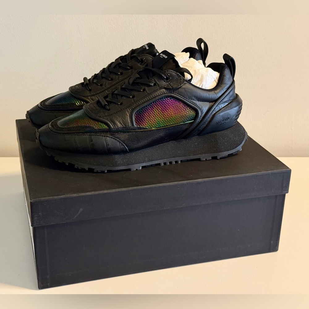 Balmain Black Racer Iridescent Men's Sneakers